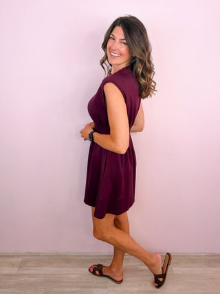 Elevated Throw On Dress (Burgundy)
