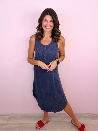 Simple Style Midi Dress (Navy)