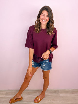 Lace Affair Top (Burgundy)