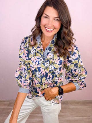 Petals & Pinstripes Top