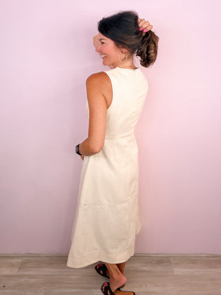 Charming Sophistication Midi Dress (Ecru)