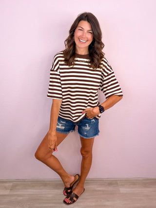 Casual Stripes Top (Brown/Cream)