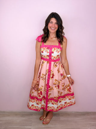 Sweet Magnolia Midi Dress (Pink)
