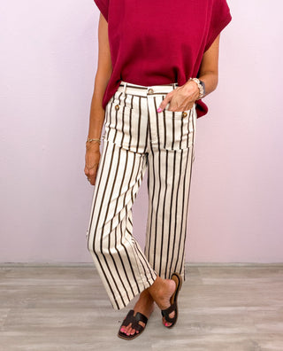 Pinstripe Perfection Pants (Brown)