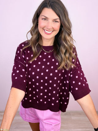 Dot to Dot Sweater (Burgundy)