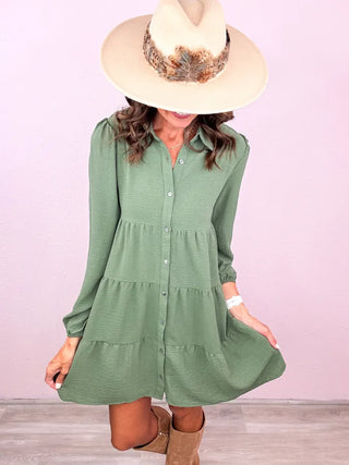 Sweet Solid Collared Dress