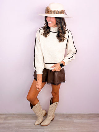 Straight Decisions Sweater Top - Oatmeal