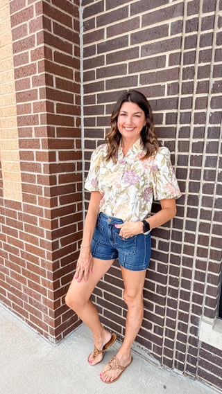 Golden Hour Floral Top (Ecru)