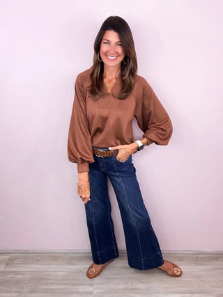 RISEN Tummy Control Wide Flare Denim