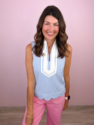 Preppy Stripe Scallop Top