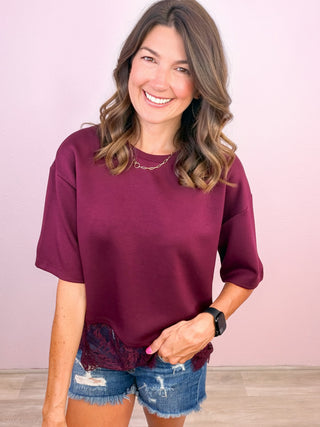 Lace Affair Top (Burgundy)