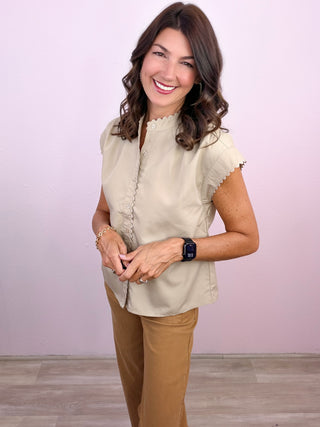 Delicate Detail Blouse (Sand)