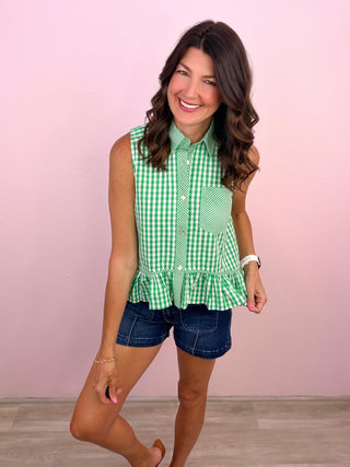 Lucky Charm Gingham Top (Green)