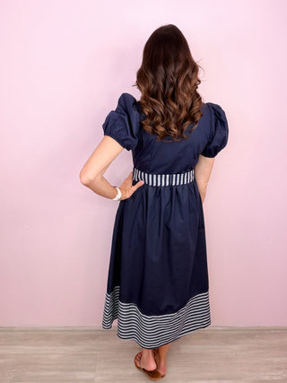 Signature Sweetheart Midi Dress (Navy)