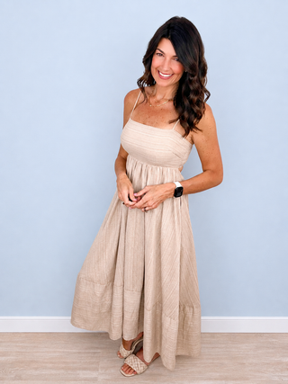 Sweet Simplicity Midi Dress (Sand)