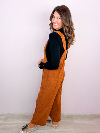 Corduroy Relaxed Overalls - Copper