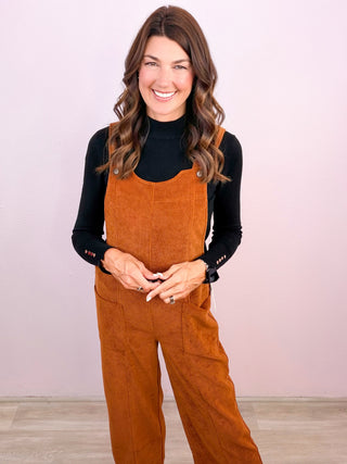 Corduroy Relaxed Overalls - Copper