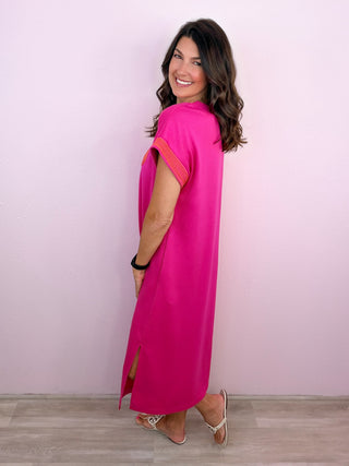 Effortlessly Timeless Midi Dress (Pink)