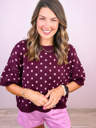 Dot to Dot Sweater (Burgundy)