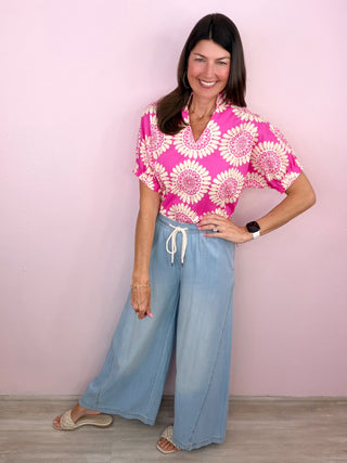 Mineral Washed Wide Leg Pants