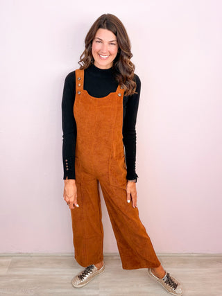 Corduroy Relaxed Overalls - Copper
