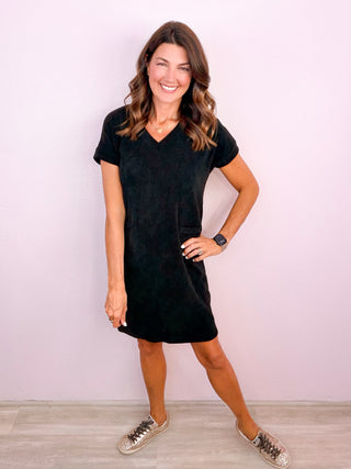 Easy Edit Corduroy Dress - Black