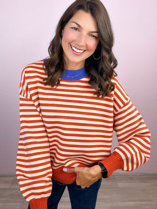 Social Stripe Sweater (Pumpkin)