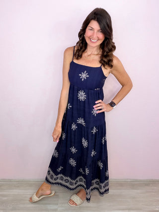 Border Print Maxi Dress