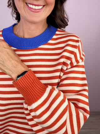 Social Stripe Sweater (Pumpkin)