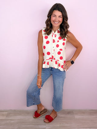 Sweet Spot Polka Dot Top (Red)