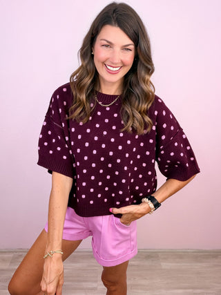 Dot to Dot Sweater (Burgundy)