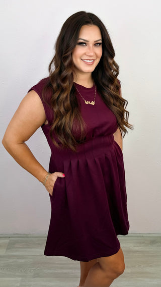 Elevated Throw On Dress (Burgundy)
