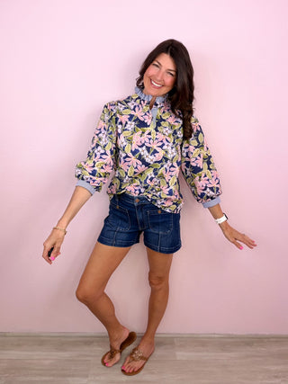 Petals & Pinstripes Top