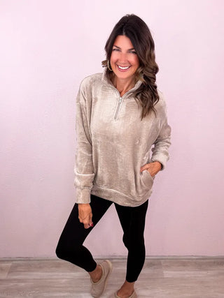 Faux Fur Half Zip Pullover