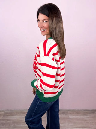 Merry & Bright Striped Pullover