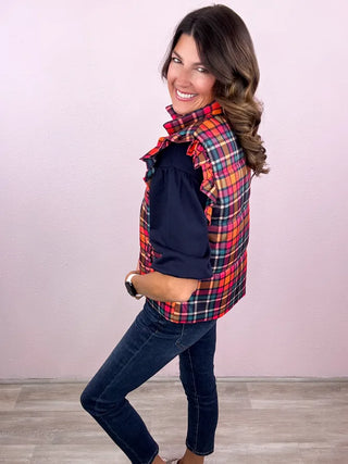 Patterned In Plaid Puffer Vest