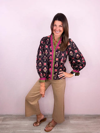 Scallop Trim Wide Leg Pants