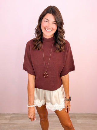 Satin & Lace Shorts - Pearl