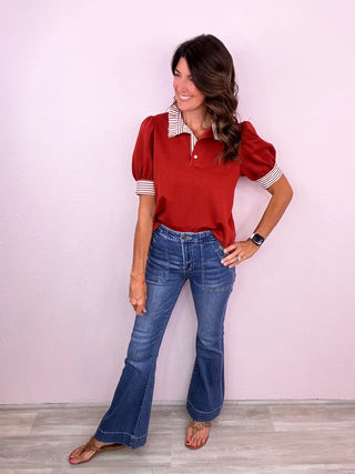 MICA Button Patch Pocket Flare Denim