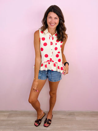 Sweet Spot Polka Dot Top (Red)
