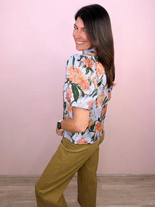 Golden Hour Floral Top (Blue)