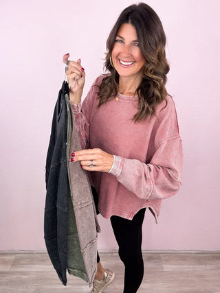 Acid Washed Solid Pullover