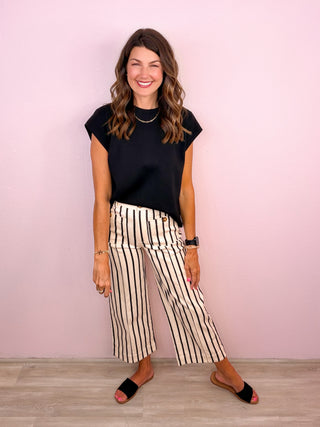 Pinstripe Perfection Pants (Black)