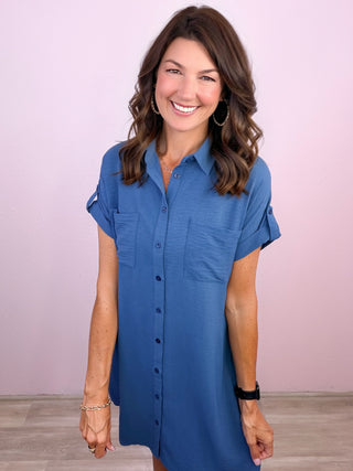 All Agendas Shirt Dress (Denim)