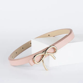 Bow Buckle Faux Leather Belt