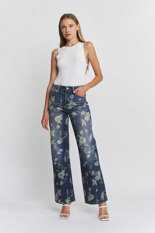 MICA Floral Crush Wide Leg Denim