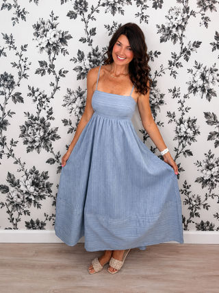 Sweet Simplicity Midi Dress (Denim)