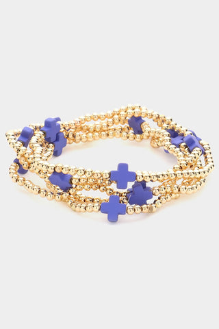 Cross + Beads Arm Party Bracelets