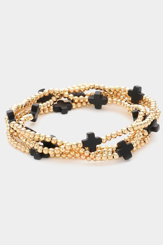 Cross + Beads Arm Party Bracelets