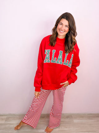Premium FA LA LA Applique Patch Mock-neck Sweatshirt